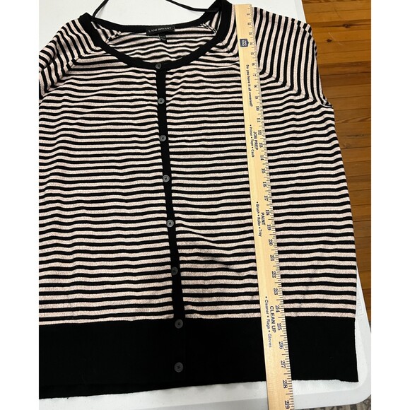 Lane Bryant Women's Black Gold Sparkle Striped Cardigan Sweater Size 26 / 28 - Picture 8 of 9